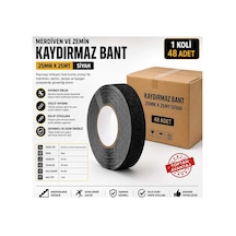 Merdiven Ve Zemin Kaydırmaz Bant 25 Mm X 25 Metre Siyah 48 Adet 1 Koli Bant Marketim
