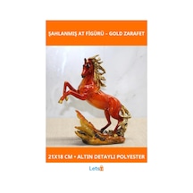 Altın Detaylı Polyester Şahlanmış At Figürü 21x18 Cm 1 Adet