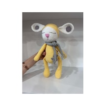 El Yapımı Amigurumi Uyuyan Tavşan - Atkılı Örgü Oyuncak Sarı