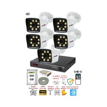 Fury 5 Kameralı 5mp Lens 1080p 2mp Colorgörüntü 8 Warm Led Gece Görüş Fullhd Güvenlik Kamera 5525w 500gb