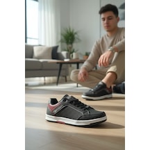 Enoch Erkek Günlük Spor Ayakkabı Siyah Sneaker Bordo Detaylı Perfore Ve Dikişli Model Siyah