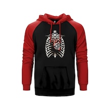 Black Label Es 106 Kırmızı Renk Reglan Kol Kapşonlu Sweatshirt Kırmızı