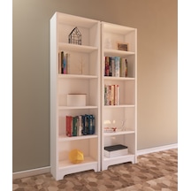 Nur Mobilya 2'li Kitaplık Seti Beyaz Bazalı Model