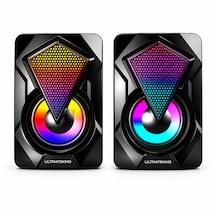 Ultratekno E-1046 Rgb 1+1 Kablolu Bilgisayar Hoparlörü 6w Usb 3.5mm Aux Pc Laptop Speaker