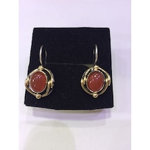 Akik Taşlı Gümüş Küpe 925 Ayar Taş N11.10724