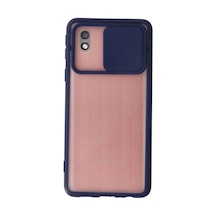 Samsung Galaxy Uyumlu-  A01 Core Kılıf Palm Buzlu Kamera Sürgülü Silikon - Lacivert Çok Renkli