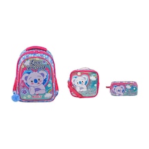 Cute Koala Kız Çocuk İlkokul Çantası Set 3 Parça Renkli