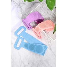 Çift Taraflı Banyo Sırt Kesesi Silikon Duş Lifi Fırçası 70 Cm