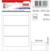 Tanex Etiket Ofc-122 40x100 Beyaz 10'lu 2 Adet