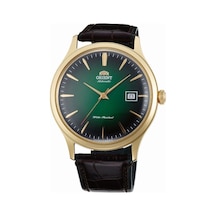 Orient Tac08002f0 Kurmalı Otomatik Deri Kahverengi Yeşil Kadran Kristal Mineral 42 Mm Erkek Kol Saati Altın