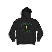 Avocado Lover Baskılı Kapüşonlu Sweatshirt Siyah