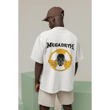 Müzik Grubu Megadeth Baskılı Unisex Oversize Rock Metal Tişört Beyaz