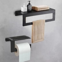 Hvngroup Metal 2 Parçalı Set 30 Cm Havlu Ve Tuvalet Kağıdı Askısı Siyah