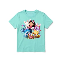 Urbantrendstore Gabby Hayal Evi Unisex Kız Çocuk Bisiklet Yuvarlak Yaka Basic Kısa Kollu %100 Pamuk Tişört Mint