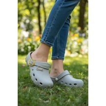 Calx Kadın Önü Kapalı Sabo Terlik Tokalı Rahat Günlük Crocs Tarzı Hafif Taban Terlik Bnt215 Camel