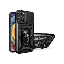 Apple iPhone Uyumlu 16 Pro Max Kılıf Pars Lens Yüzüklü Silikon - Siyah Bzsxx00 1