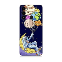 Tecno Spark 8c Uyumlu Silikon Kılıf Astronot Ve Gezegenler