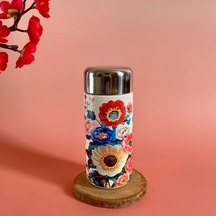 Techbloom Sunflower 260ml 8 79oz Mini Termos Mug Çiçek Desenli Paslanmaz Çelik Seyahat Bardağı
