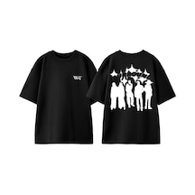 Thewert Pcdbands Tasarım Sırt Baskılı Pamuk Siyah Oversize T-shirt