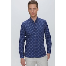 Efor G 1518 Slim Fit Lacivert Spor Gömlek Lacivert