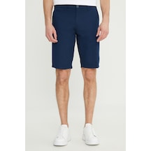 Erkek Lacı Slim Fit Dar Kesim Yan Cepli Gofre Desenli Şort Lacı Lacivert