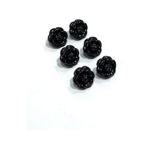 İtalyan Hırka Yelek Düğmesi / Gül Model / 6'lı Set / Siyah / 1.6 Cm / İgd1