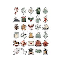 30 Adet Vintage Yılbaşı Temalı Sticker Seti - Laptop Defter Ajanda İçin Çok Renkli