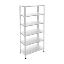 6 Katlı Galvaniz Çelik Raf - Depo, Arşiv, Kiler, Dosya, Market Rafı 43x93 Cm-250 Cm-0.70 Mm Gri