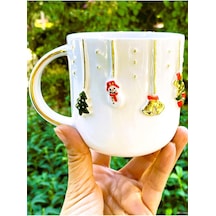 Wonders Premium Kalite 24 Ayar Altın Detaylı El Yapımı Christmas Mug 450 Ml Handmade Açık Altın