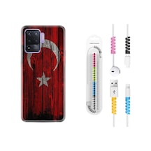 Oppo Reno 5 Lite Kılıf Kablo Koruyuculu Şanlı Türk Bayrağı 2 1317 Siyah