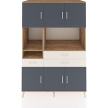 Kronos Dolap 9 Raflı 3 Çekmeceli 6 Kapaklı 132x59x195 Çam-antrasit/aytaşı Antrasıt/aytası