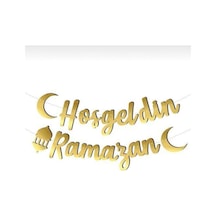 Hoşgeldin Ramazan Kaligrafi Yazı Gold Ramazan Ayı Süsleme 210x20 Cm Altın Sarı Gold Tüm Yaşlar
