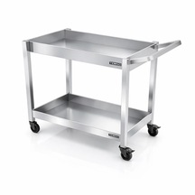 Bulaşık Toplama Arabası, İki Katlı Tekerlekli, Çok Amaçlı Servis Arabası, Krom, 80x60x85 Çelik