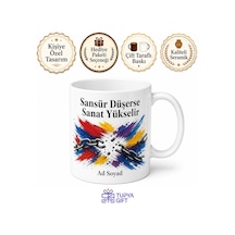 Sanat Sansürüne Karşı Duranlara Özgür Fırçalar Sınırsız İfade Kupa Bardak Hediye Beyaz / Çok Renkli