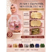 Ekonomik Mevlitlik 3'lü Set Mini Kur An, İnci Tesbih, Taşlı Zikirmatik, Kişiye Özel Pleksi .
