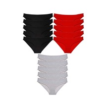 Hubrendy Tedarik 15 Adet Süper Eko Set Likralı Kadın Slip Külot Siyah Kırmızı Gri Çok Renkli