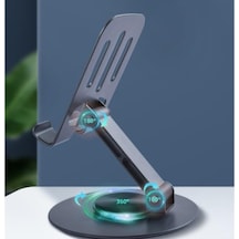 360 Döner Metal Telefon Ve Tablet Tutucu Stand, Katlanabilir Teleskopik, Silikon Pedli, Kaymaz Tabanlı, Ev Ofis Seyahat İçin Pratik Çözüm Diğer