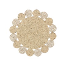 Eko Halı Patna Ptn 03 Natural Whıte Jüt Hasır Görünümlü Hav Toz Vermez Örgü Halı - 150X150