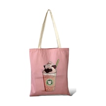 Toz Vintage Pembe Çift Taraf Desenli Coffe Bez Kol- Omuz Çanta