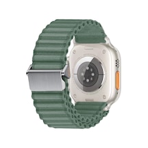 Kilifone - Apple Uyumlu  Watch 44mm - Kordon Naylon Kumaş Hasır Örgülü Kordon Krd-123 - Yeşil