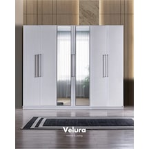 Stil Beyaz Modern 6 Kapaklı Aynalı Gardırop Dolap