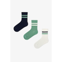 Penti Erkek Çocuk Greeny Çizgili Pamuklu 3 Çift Soket Çorap Çok Renkli