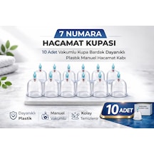 7 Numara Hacamat Kupası 10 Adet Vakumlu Kupa Bardak Dayanıklı Plastik Manuel Hacamat Kabı Seti Çok Renkli