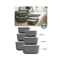 6 Lı Erzak Gıda Saklama Kabı, Buzdolabı Düzenleyici Organizer 6 Lı Set 2x 600ml,1100ml,1800ml Gri Gri