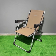 Argeus Rock Katlanabilir Kamp Sandalyesi Bardaklı - Bej A-02