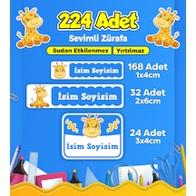Sevimli Zürafa Temalı Okul Kreş Kişiye Özel İsim Etiket Seti - Model 143 Çok Renkli