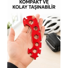 12 Ölçülü Bisiklet Tamir Anahtarı 6-17 Mm Kompakt Çok Amaçlı El Aleti Kırmızı
