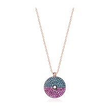 Zirkon Taşlı Rose Altın Kaplamalı Yuvarlak Gümüş Kolye Gold - Rose Gold - Gümüş