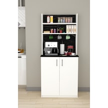 %100 Mdflam Kahve Köşesi Çok Amaçlı Mutfak Dolabı Kahve01 Beyaz - Royal Mermer Beyaz - Royal Mermer