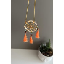 Rattan Kasnaklı El Yapımı Araba Süsü/kapı Süsü Düş Kapanı/dreamcatcher-turuncu-7 Cm Çap